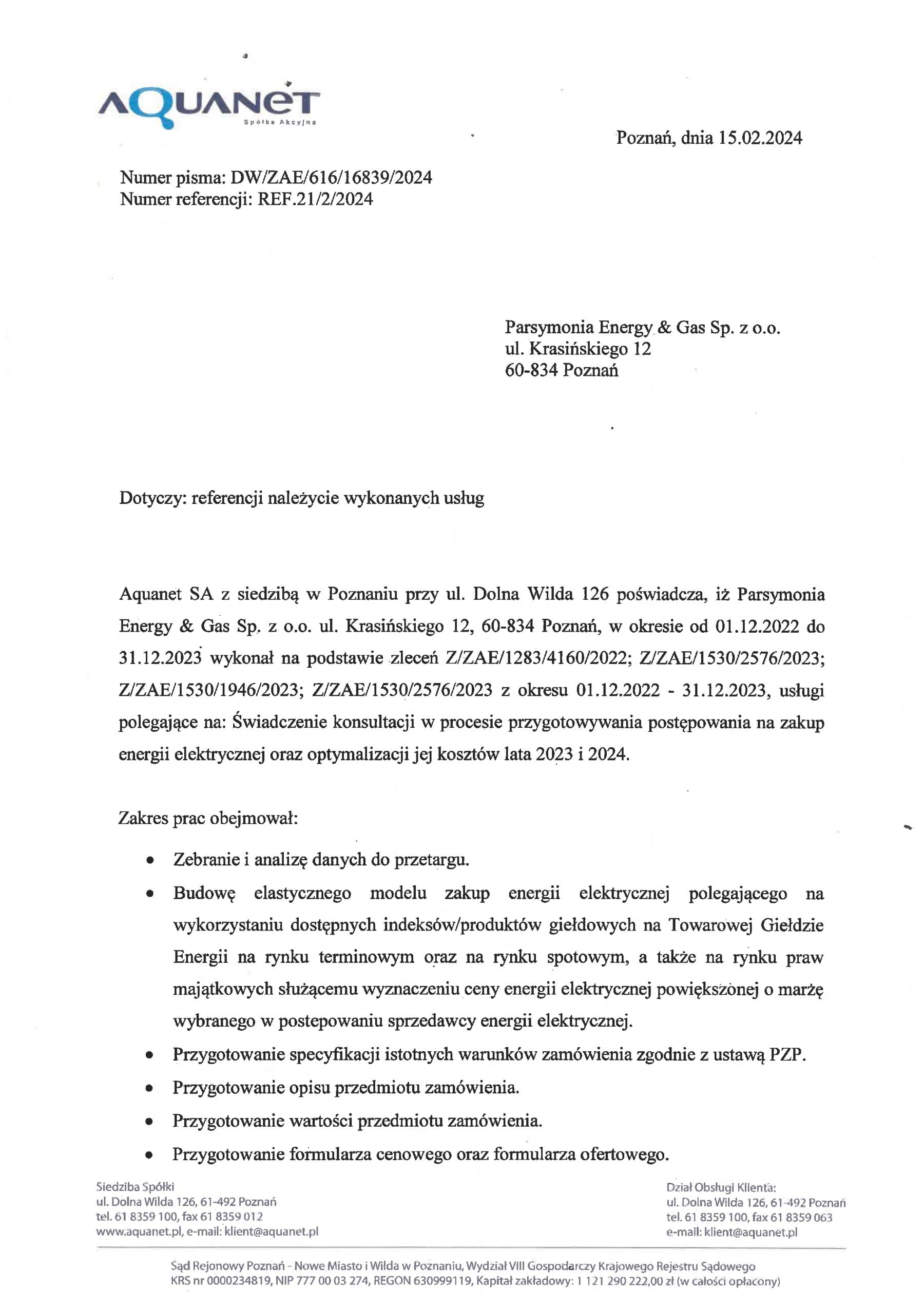 Referencja: Aquanet, strona 1